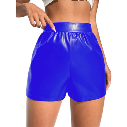 Été Sexy en cuir verni Shorts pantalons femmes taille haute pantalons décontractés amples femmes