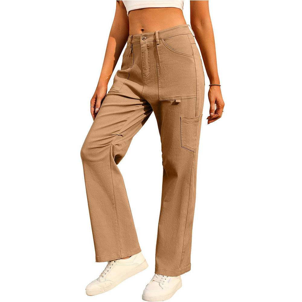 Pantalones de mujer Otoño Mujer Pantalones de herramientas de cintura alta Pantalones casuales atractivos