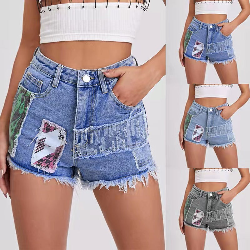 Été taille haute Denim Shorts femmes effiloché femmes vêtements