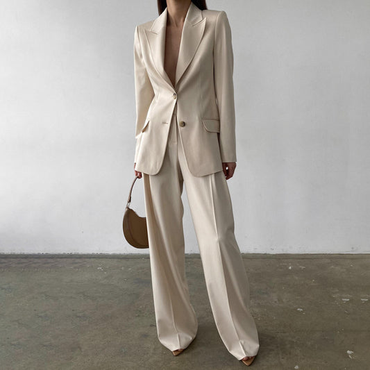 Women Clothing Autumn Winter Office Long Sleeved Small Blazer Trousers Suit High Grade Two Piece Suit