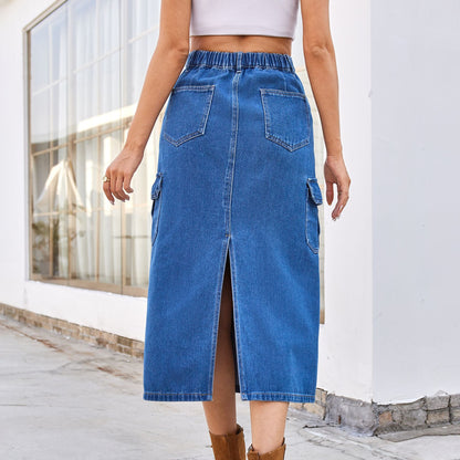 Summer Washed Overalls Skirt Denim for Women