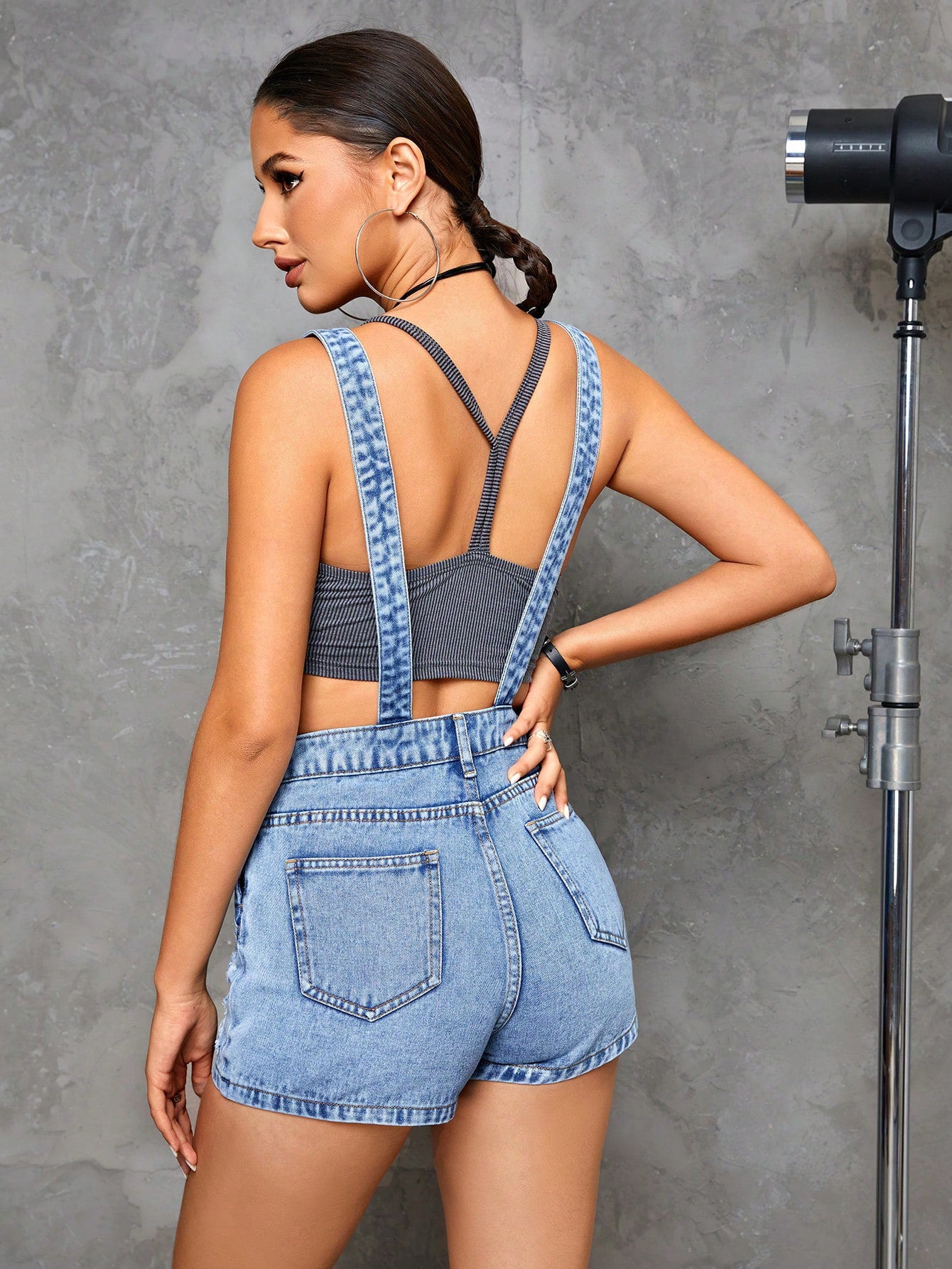 Women Clothing Street Casual Denim Suspender Shorts Women