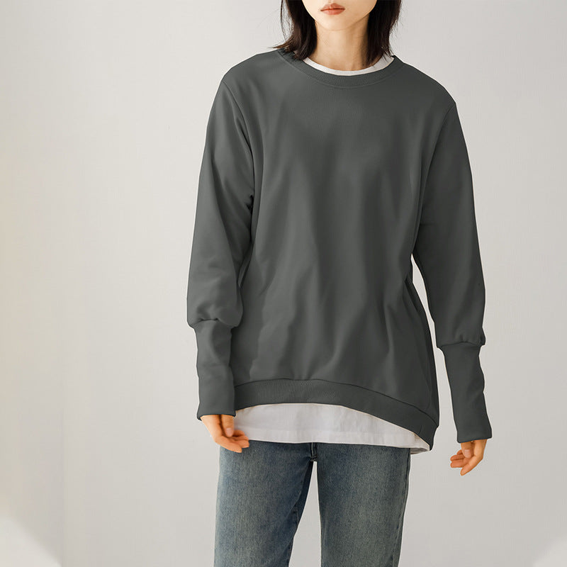 Autumn Winter Loose round Neck Cotton Sweater Women Terry Large Top