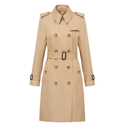 Element Mid Length Khaki Trench Coat for Women Office All Matching Ten Years Still Trench Coat