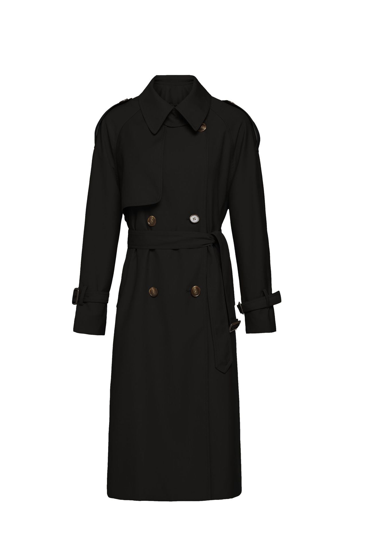 Element Autumn Winter British Double Breasted Loose Drooping Extended Trench Coat for Women