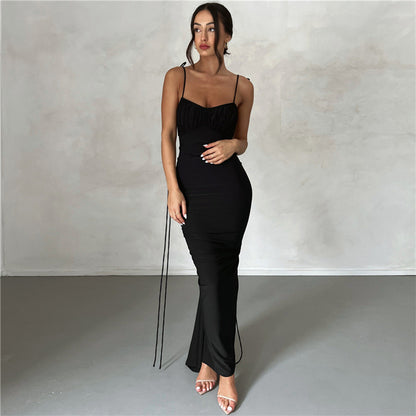 Women Summer Women Clothing Suspenders Sexy Backless Slim Fit Sheath Elegant Dress