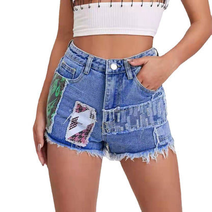 Été taille haute Denim Shorts femmes effiloché femmes vêtements