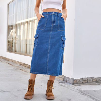 Summer Washed Overalls Skirt Denim for Women