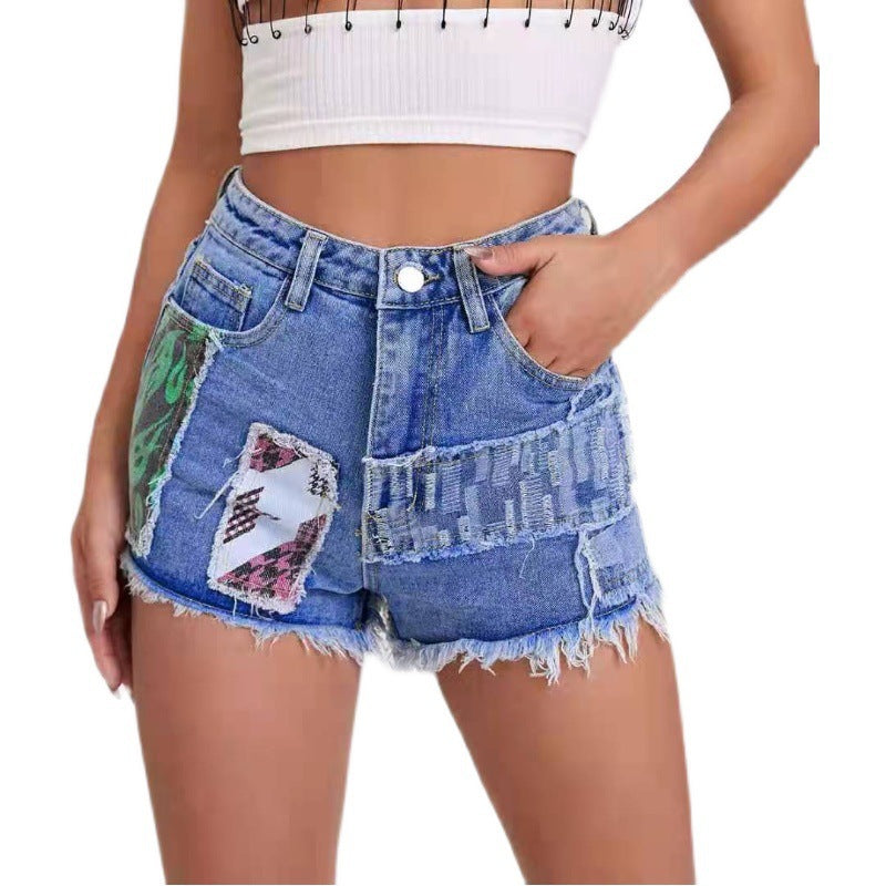 Été taille haute Denim Shorts femmes effiloché femmes vêtements