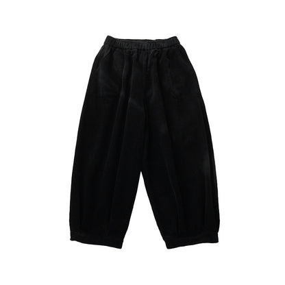 Autumn Winter Corduroy Bloomers Casual Elastic Waist Ankle Tied Loose Warm Can Be Worn outside Home Pants