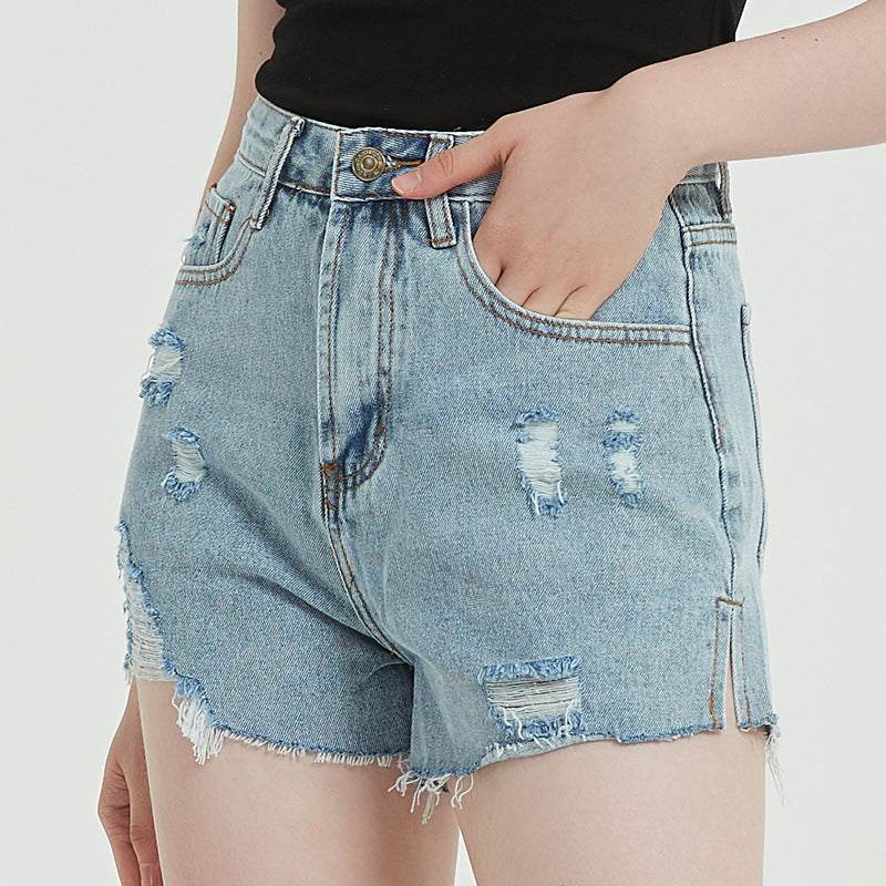 Short en jean déchiré d'été décontracté pour femme