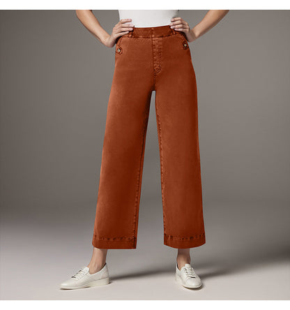 Women Loose Straight Wide Leg Cropped Jeans