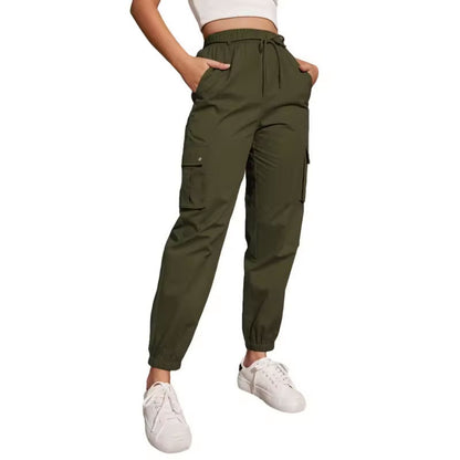 Salopette européenne femmes printemps automne taille haute jambe large cheville attaché petit décontracté minceur gris sport pantalon femmes