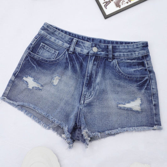 Été populaire femmes déchiré poche arrière Denim Shorts tout Match à la mode