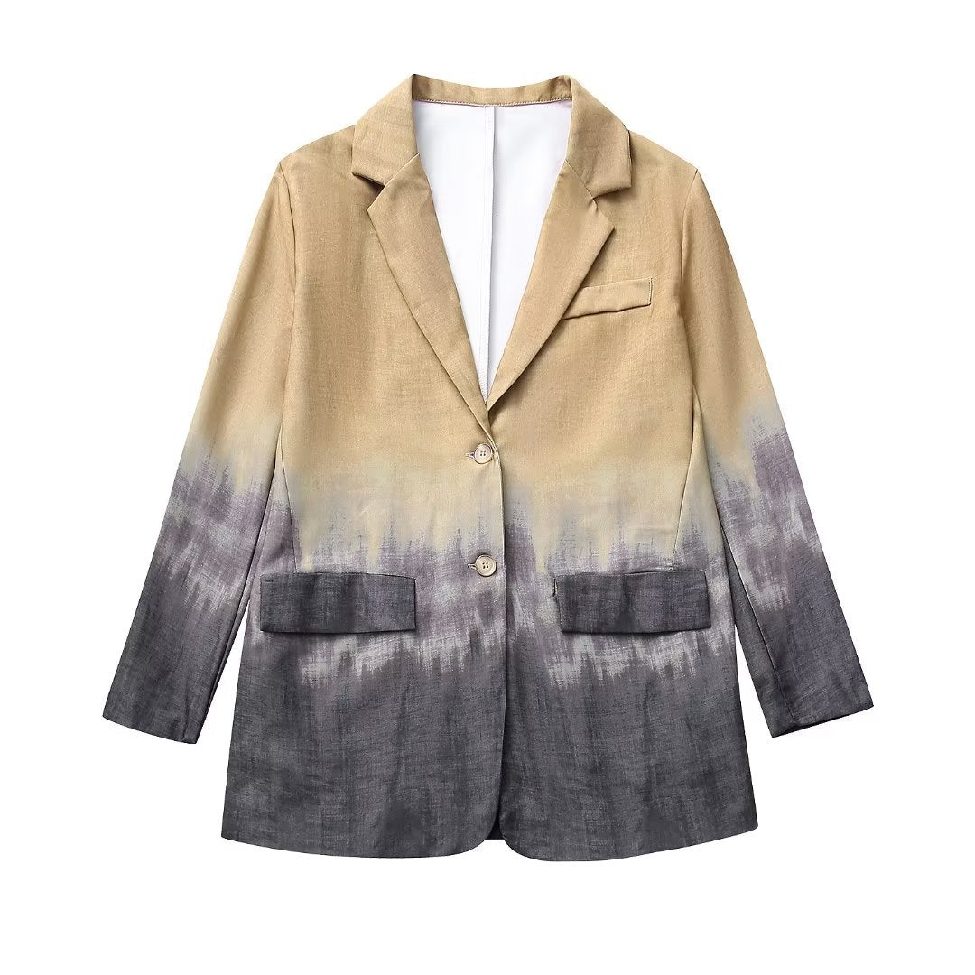 Automne Femmes Vêtements Tie Dye Blazer Pantalon Costume Ensemble