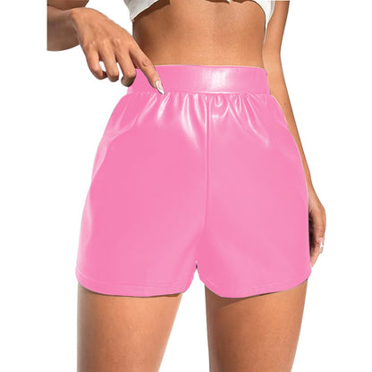 Été Sexy en cuir verni Shorts pantalons femmes taille haute pantalons décontractés amples femmes