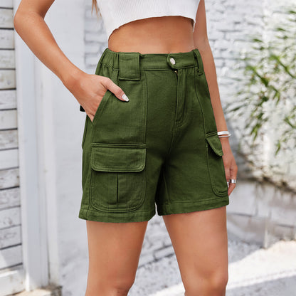 Ropa de mujer Pantalones cortos de mezclilla con cintura elástica lavada de verano