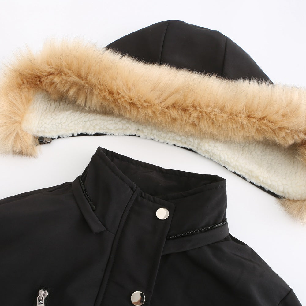 Automne Hiver Femmes Vêtements Épais Manteau En Coton Rembourré En Peau D'agneau Femmes Lâche Femmes Vêtements En Coton Chapeau Amovible Manteau Rembourré En Polaire