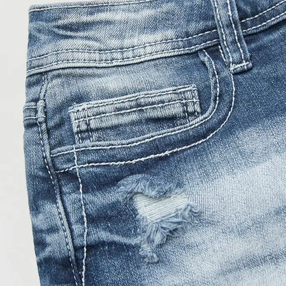 Short en denim effiloché brodé pour femme