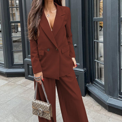 Women Clothing Autumn Winter Casual Two Piece Set Blazer Suit Set