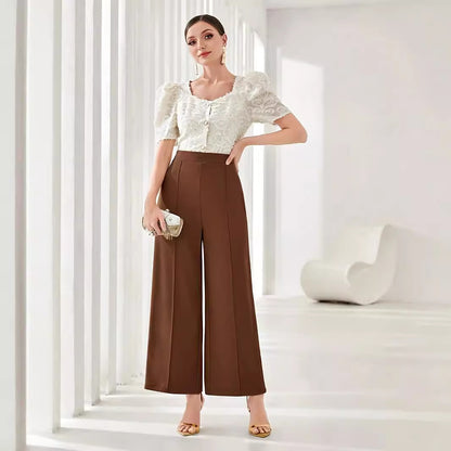 Workwear Women Dress Work Pant Casual High Waist Wide Leg Pants Office Pants