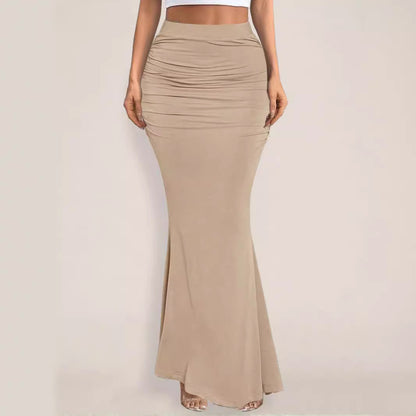 Jupe d'été Sexy Slim hanche plissée ourlet large Maxi