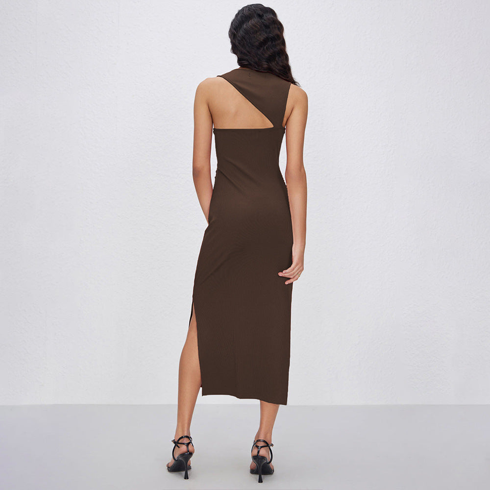 Women's Clothing Slim Fit Slit Design Backless Sheath Dress