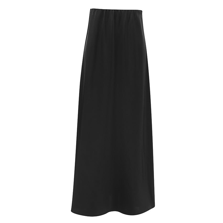 Autumn Imitation Acetate Satin Skirt Women All Match A line Skirt