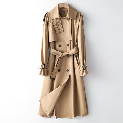 Trench-coat long au-dessus du genou pour femme, manteau amincissant populaire coréen pour l'automne et l'hiver