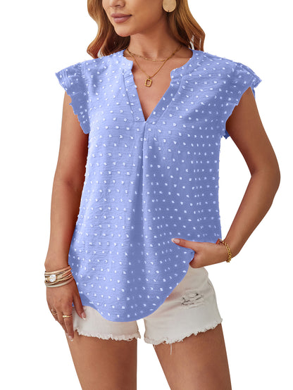 Ropa de mujer Primavera Verano Camisa informal tejida con cuello en V y mangas largas de Jacquard