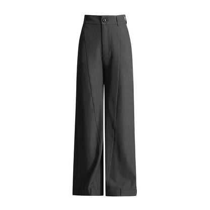 Pantalones rectos elegantes a juego para mujer, pantalón informal de verano de color liso, cintura alta y pierna ancha