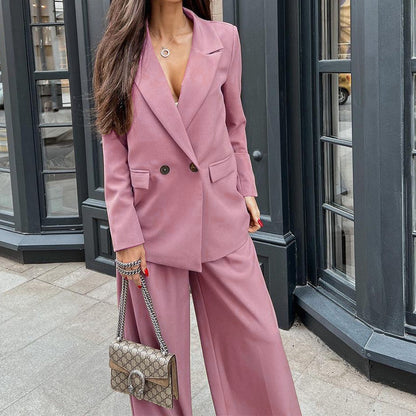 Women Clothing Autumn Winter Casual Two Piece Set Blazer Suit Set