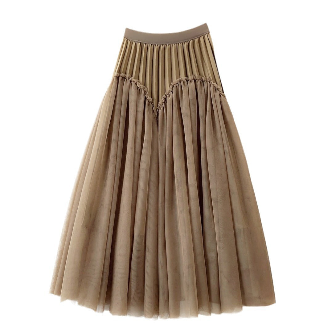 Jupe longue élégante plissée slim pettiskirt design français jupe en maille femme automne hiver jupe à la mode