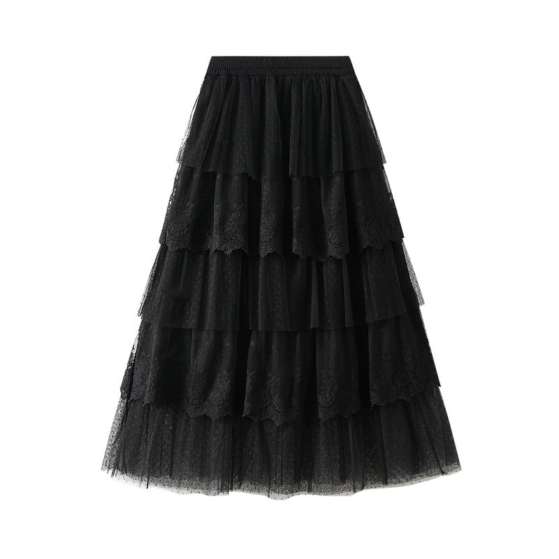 Tiered Dress Skirt Women Summer High Waist Slimming Gauzy Skirt High Grade Gauze Skirt Long Skirt