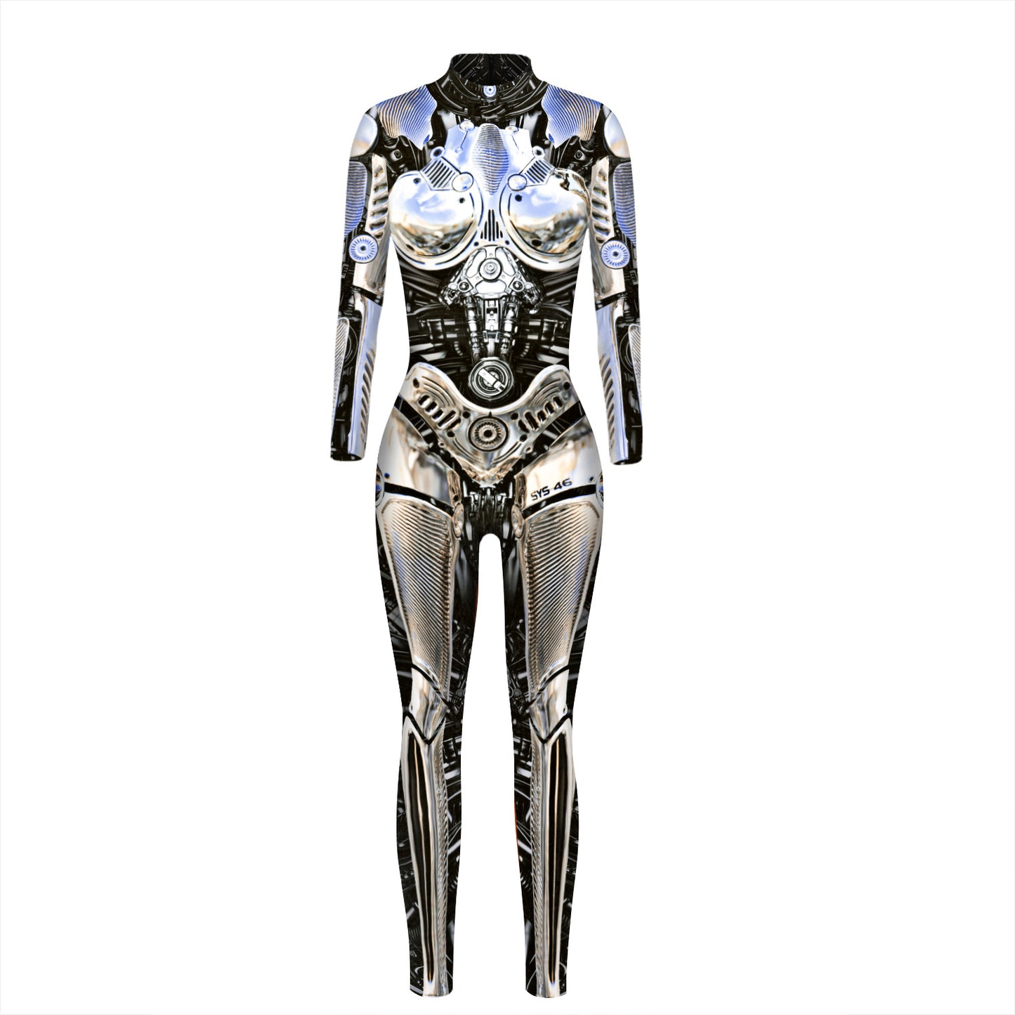 Autumn Machine Skeleton Digital Women Printed Wear Slim Fit Long Sleeve Cosplay Clothes Tight Jumpsuit