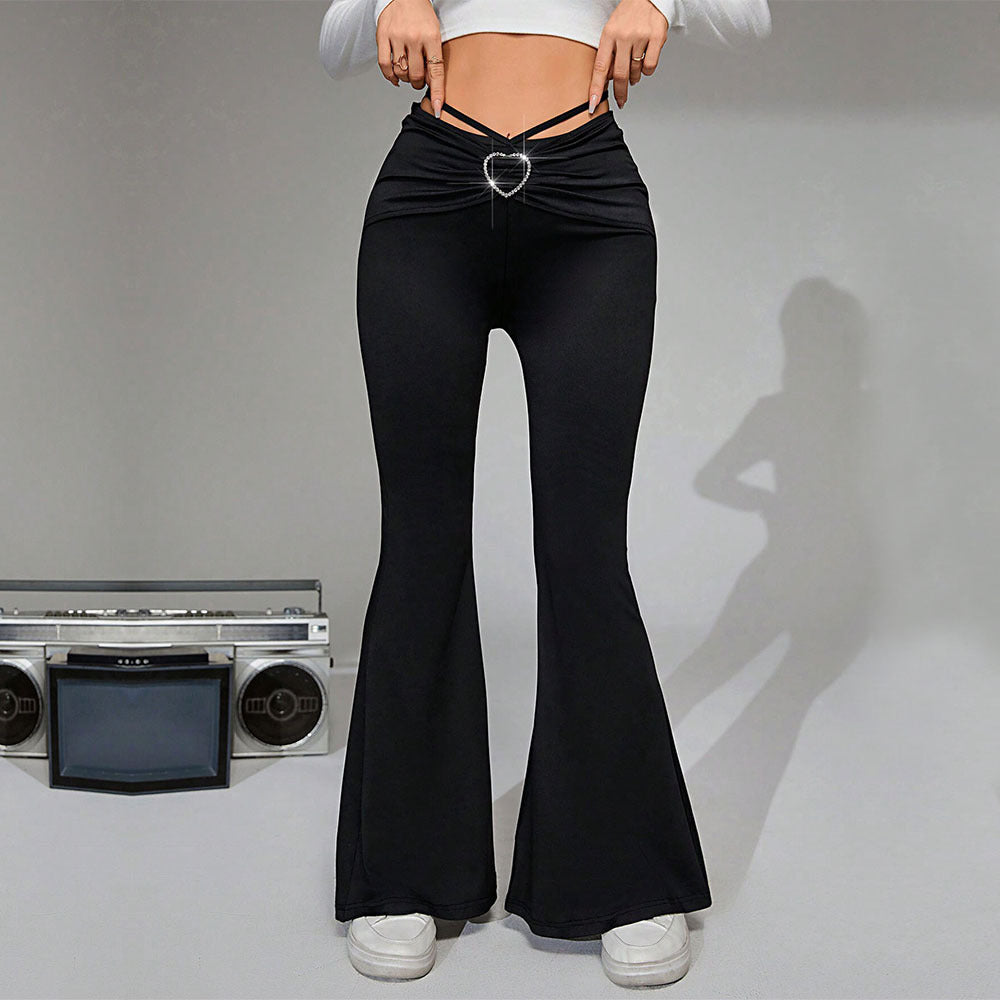 Women Clothing Elegant Casual Pants Autumn Winter High Waist Drooping Slim Slimming Wide Leg Pants