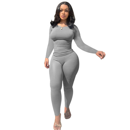 Women's Plus Size Sports Two-piece High-elastic Sunken Stripe