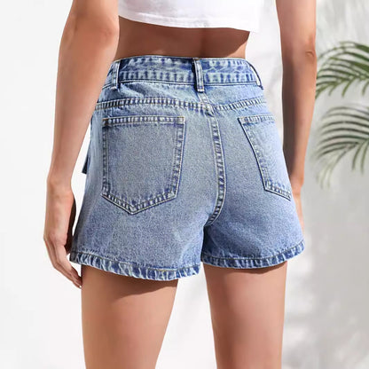 Ropa de mujer Adelgazante Irregular Asimétrico Denim Shorts Falda