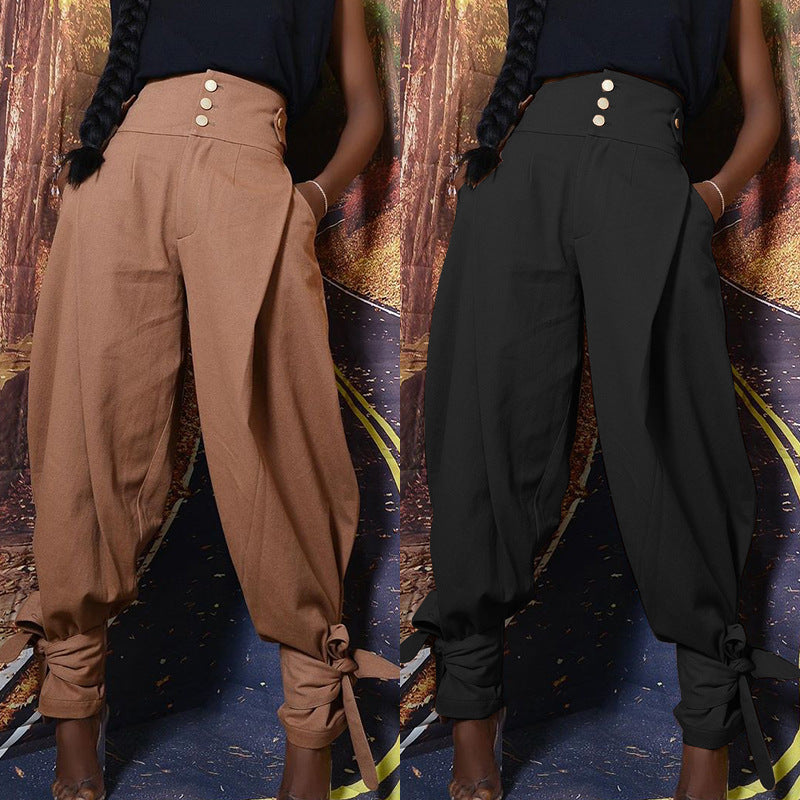 Arrival Solid Color High Waist Baggy Pants Tappered Work Clothes Loose Casual Harem Pants