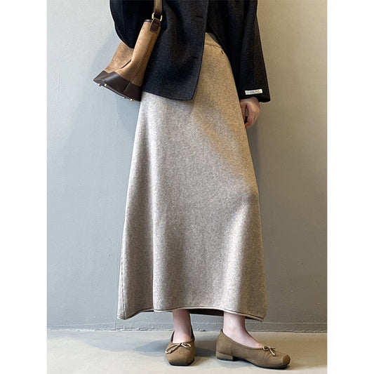 Winter Thicken Thermal Knitted Skirt Women Korean High Waist Slimming All Matching Curling Skirt