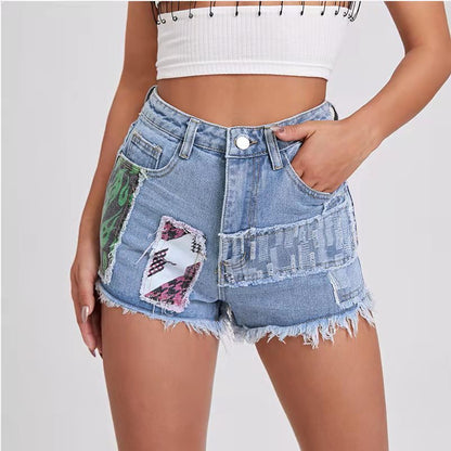 Été taille haute Denim Shorts femmes effiloché femmes vêtements