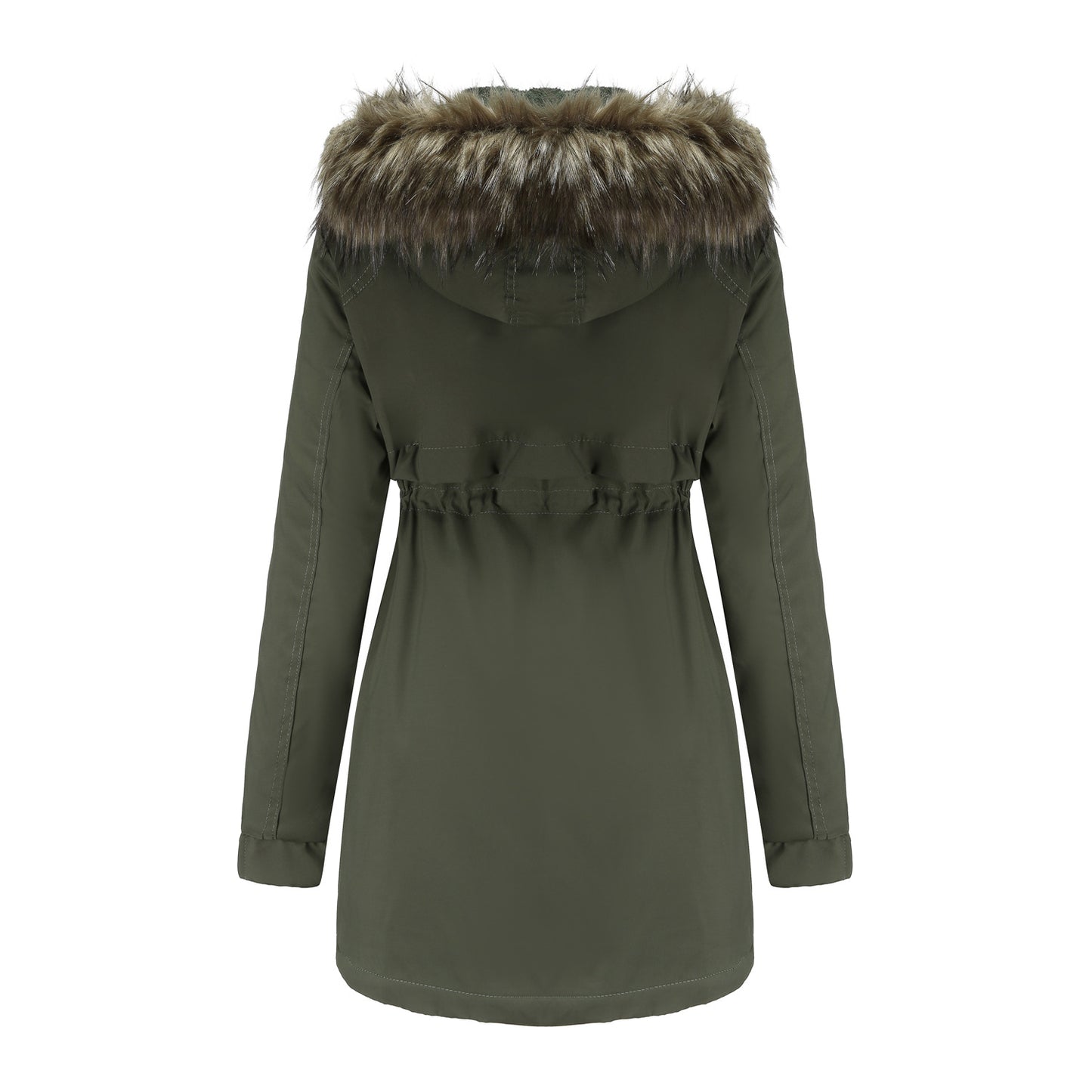 Abrigo acolchado de algodón para mujer, cuello de piel desmontable, gorro desmontable, parka acolchada para mujer