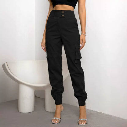 Women Clothing Casual Flip Pocket Side Pants