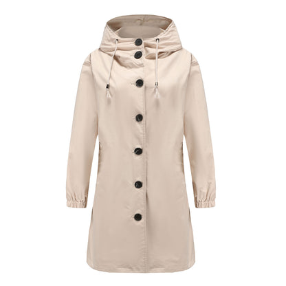 Autumn Winter Waterproof Anorak Women Casual Long Coat Women Loose Plus Size Outdoor Trench Coat