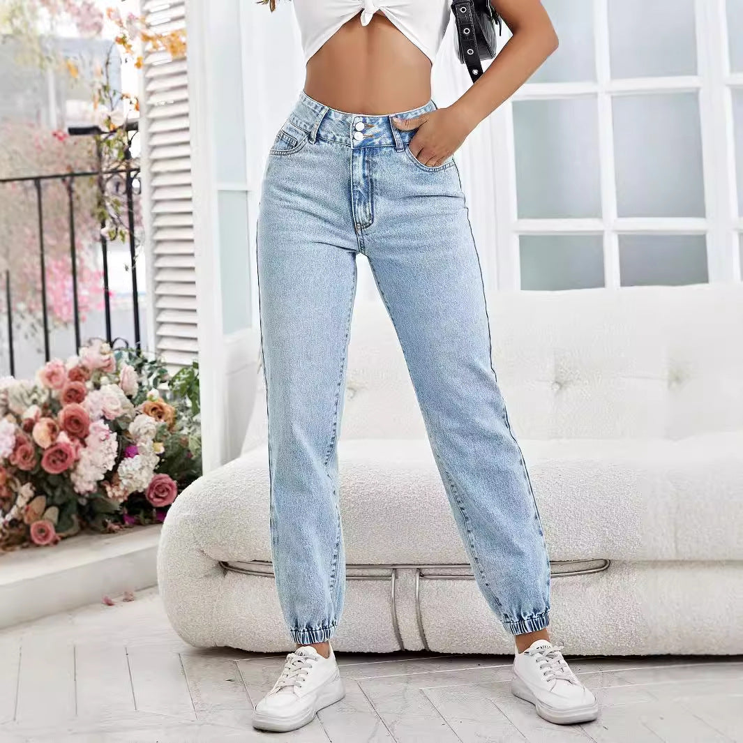 Women Clothing Drooping Slimming Pencil Pants Loose Denim