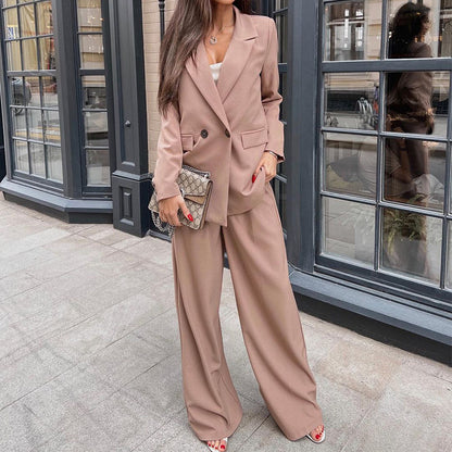 Women Clothing Autumn Winter Casual Two Piece Set Blazer Suit Set