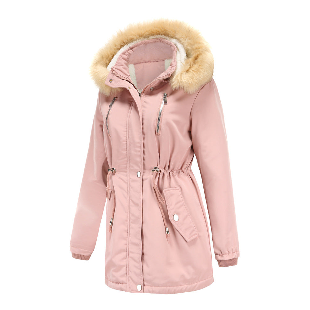 Automne Hiver Femmes Vêtements Épais Manteau En Coton Rembourré En Peau D'agneau Femmes Lâche Femmes Vêtements En Coton Chapeau Amovible Manteau Rembourré En Polaire