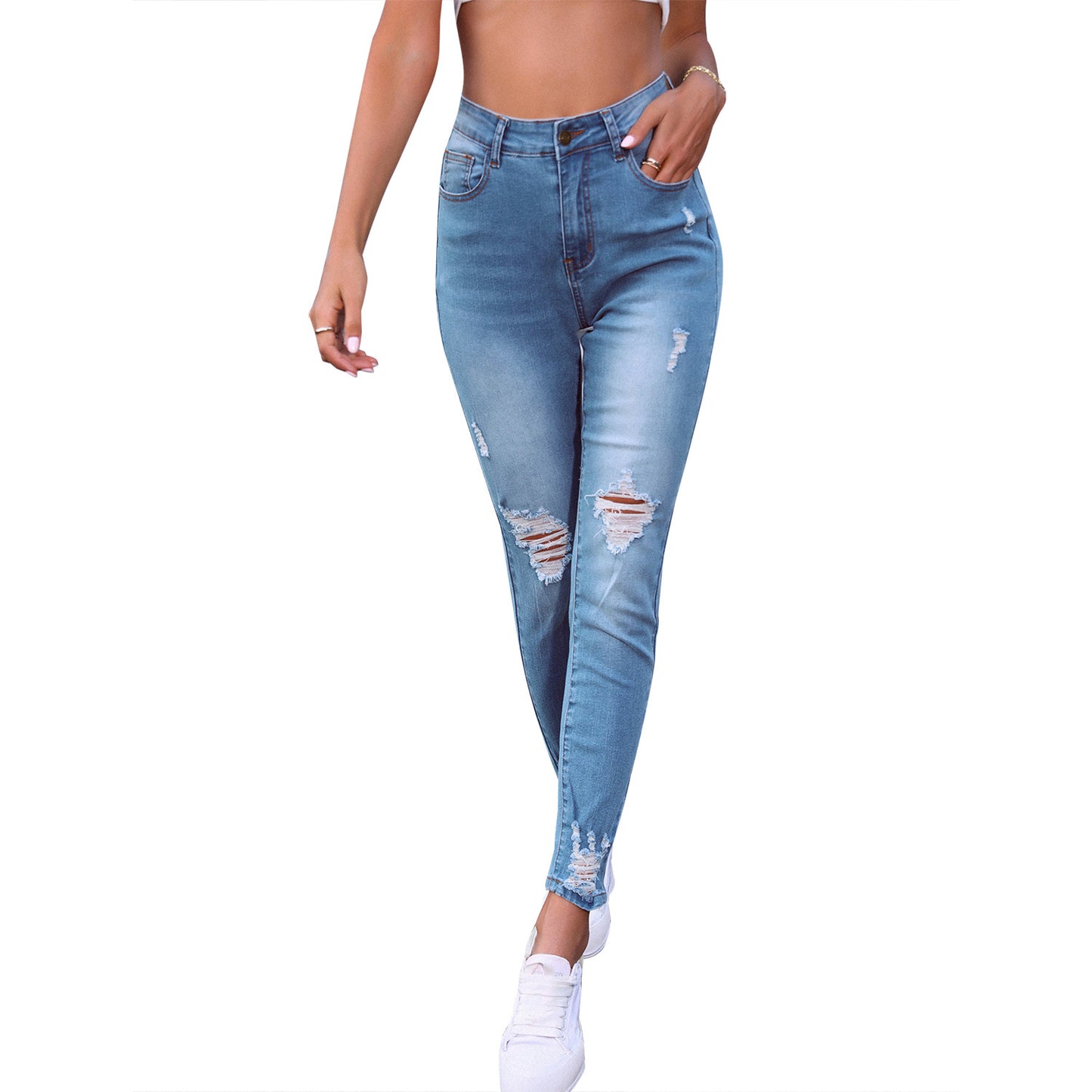 Women Clothing High Waist Stretch Skinny Denim Pants