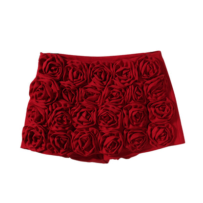 Haut de gamme Sense petit haut de luxe industrie lourde tridimensionnelle Rose décoration florale Mini Shorts à la mode élégante culotte française