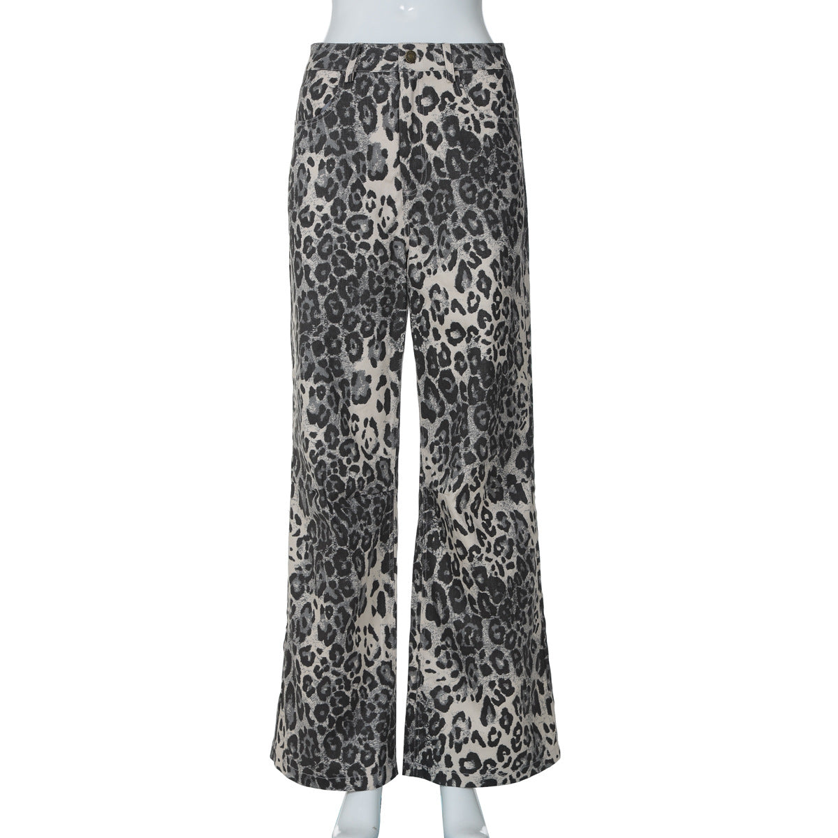 Pantalones de mujer con estampado de leopardo de verano, estilo retro, de cintura baja y ligeramente rectos